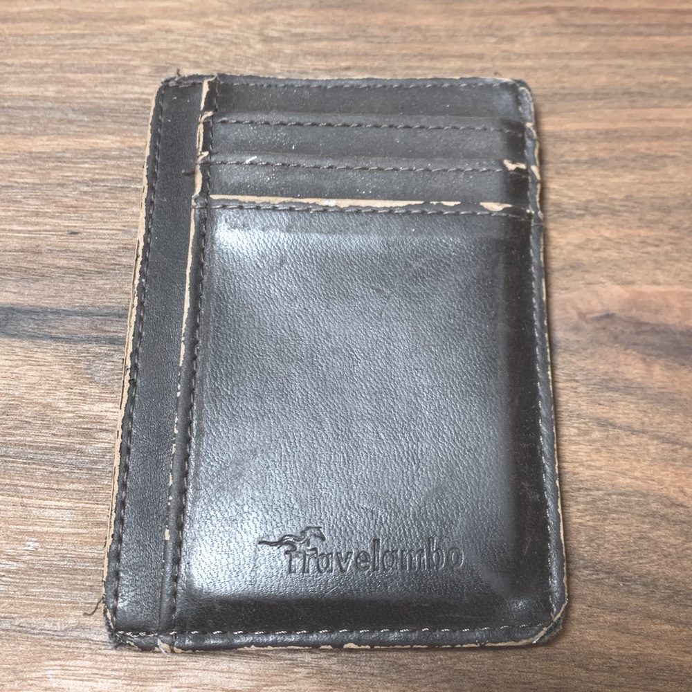 Card Wallet Brown Faux Leather Used but w/ Original Packaging See All Photos